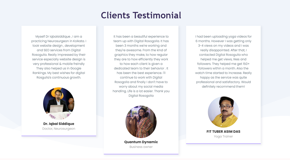 Digital Rosogulla's clients testimonial