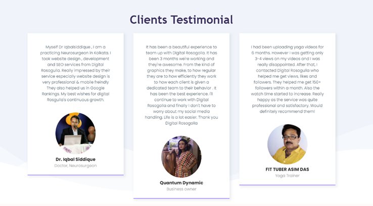 Digital Rosogulla's testimonials 