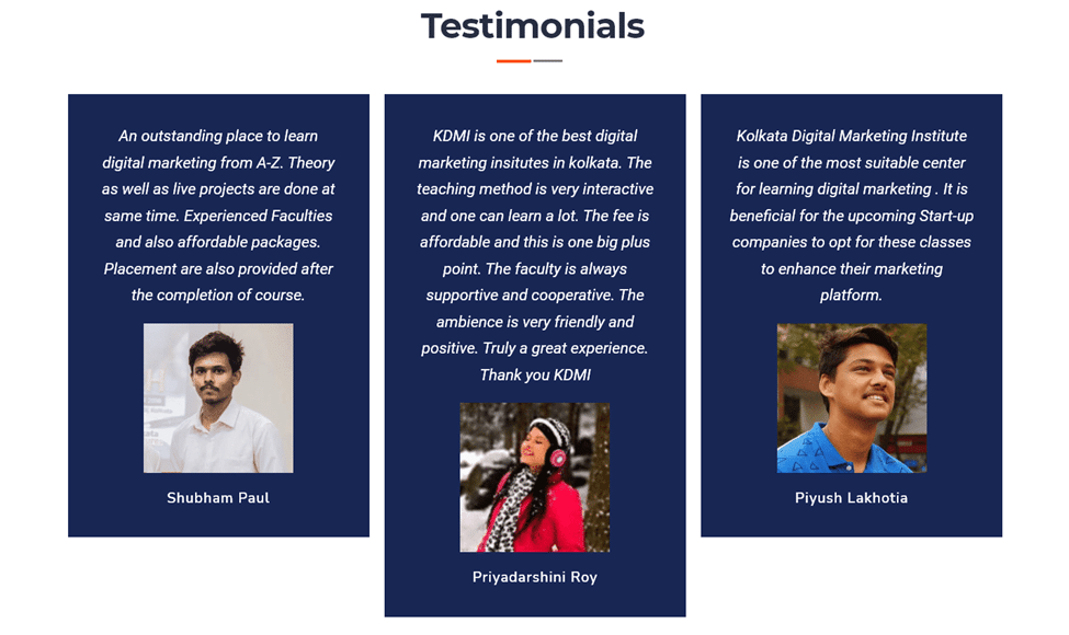 Students' testimonials