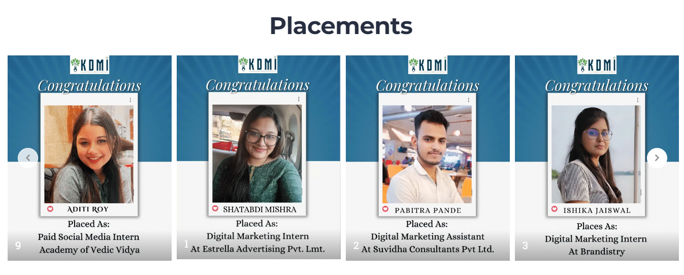 Kdmi students placements