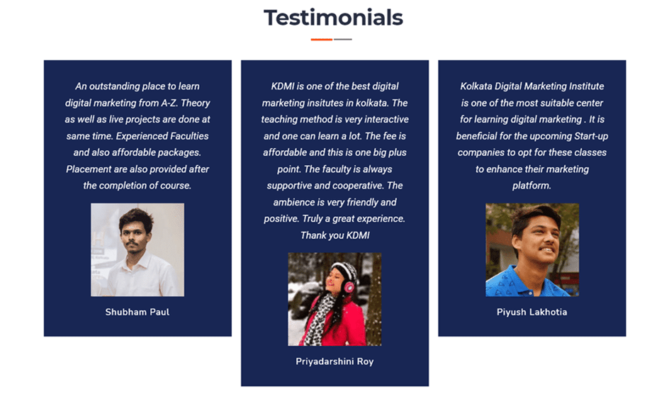 KDMI Students testimonials 